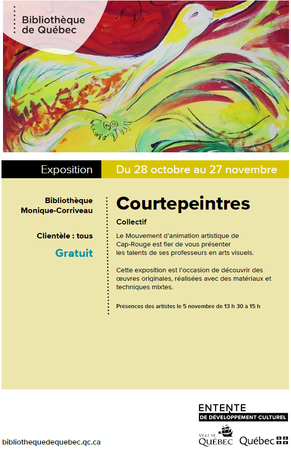 Exposition Courtepeintres – À la Bibliothèque Monique-Corriveau