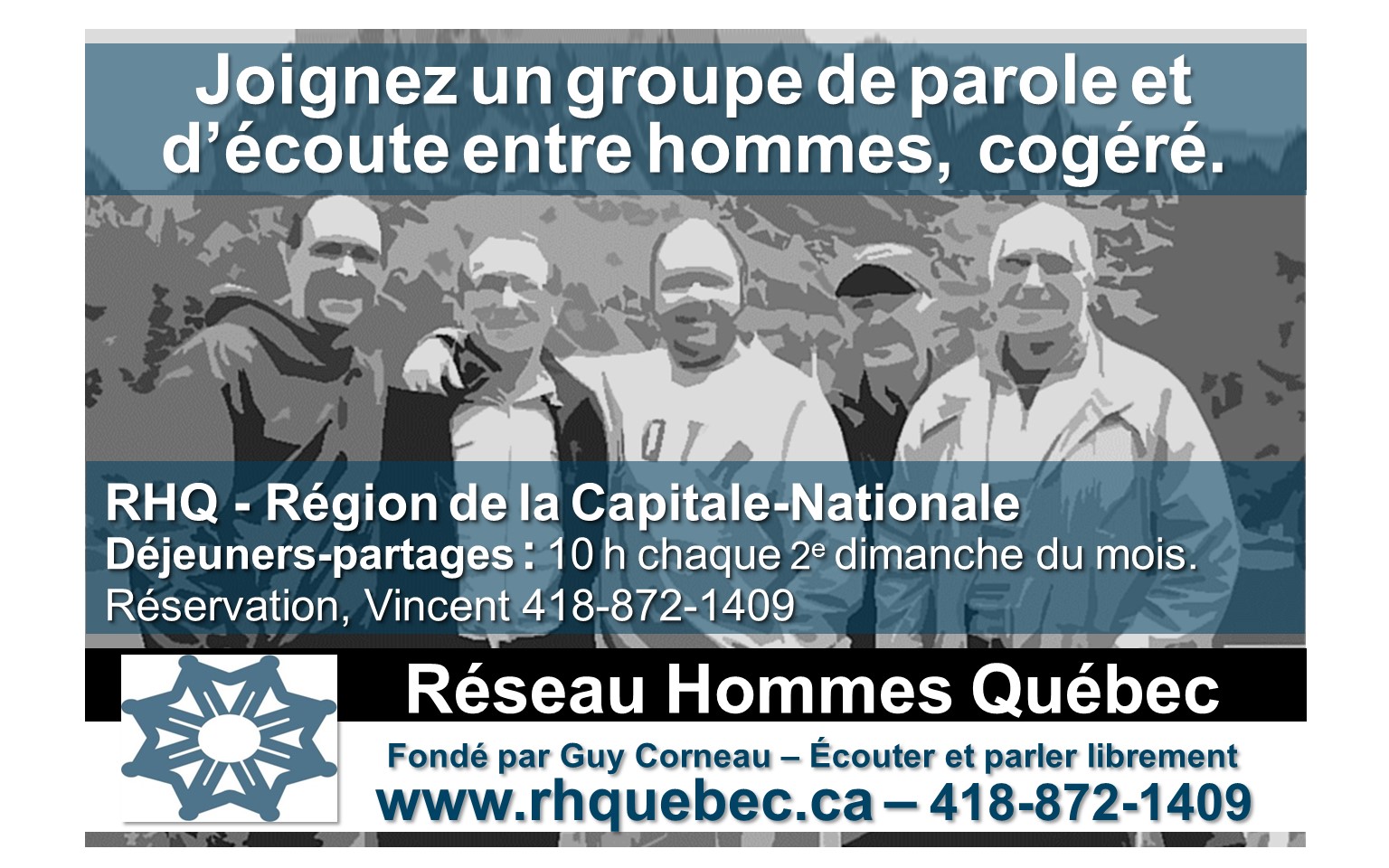 Déjeuner mensuels informations & partages du Réseau Hommes Québec de la Capitale-Nationale
