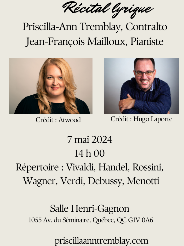 Récital de la contralto Priscilla-Ann Tremblay avec le pianiste Jean-François Mailloux