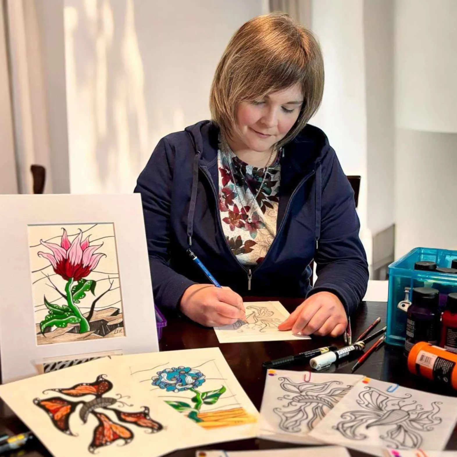 Les ateliers Renc’Art : Atelier acrylique et encre avec Valérie Bouchard