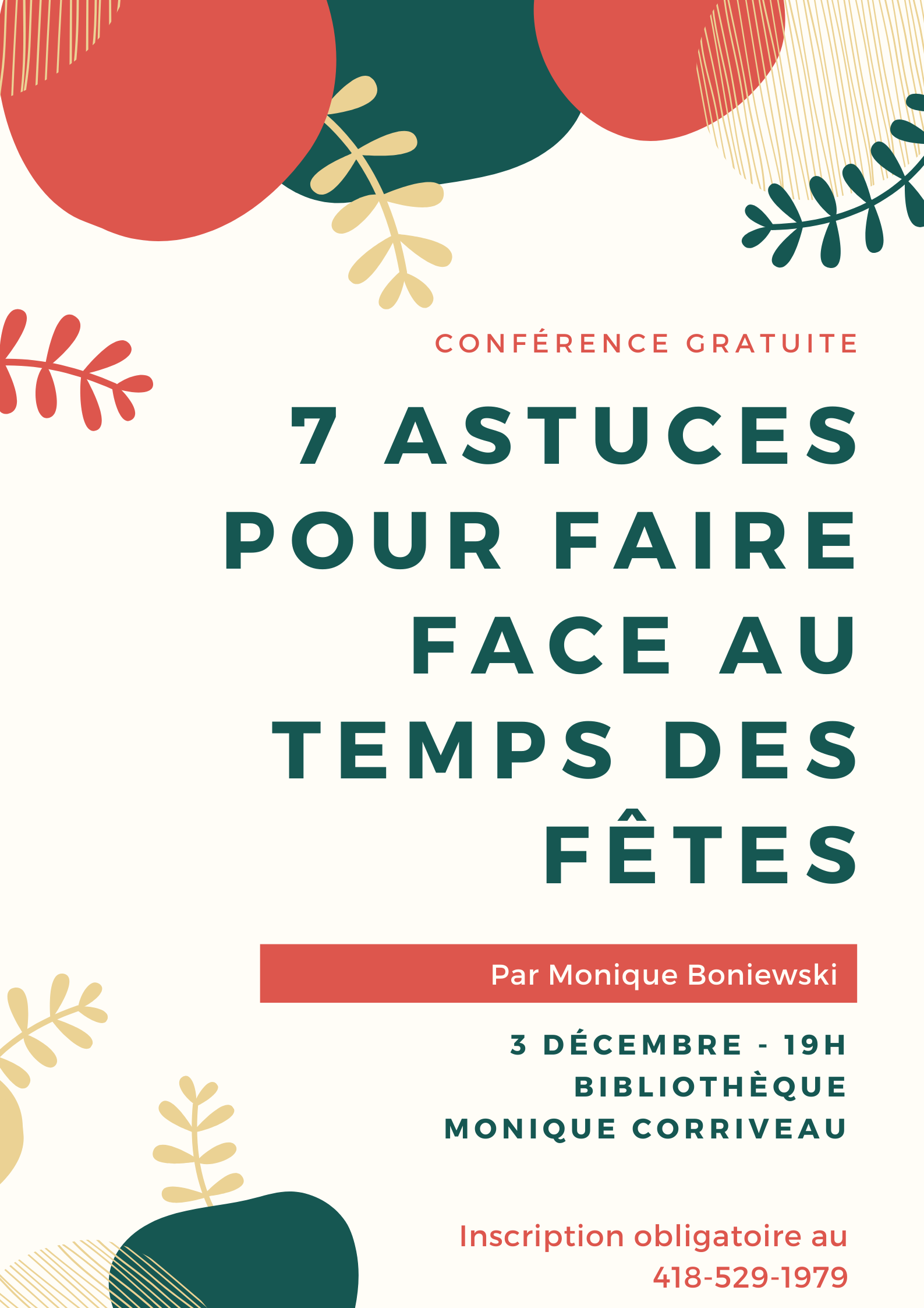 Conférence gratuite: 7 astuces pour faire face au temps des fêtes