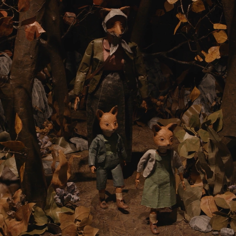 Lièvres et renards sur forêt de papier, Frédérick Tremblay